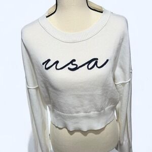Altar'd State "USA" cropped sweater — M